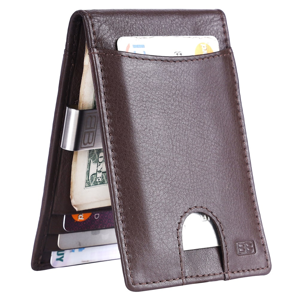 Mens Leather Wallet Money Clip Credit Card ID Holder Front Pocket Thin Slim NEW 