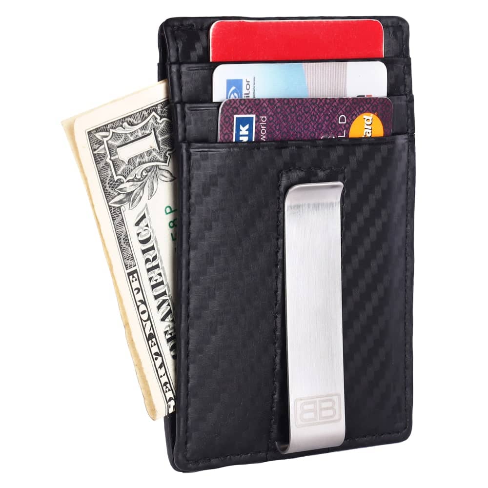Slim Leather Card Case Wallet Minimalist Card Holder Money Clip For Men & Women 
