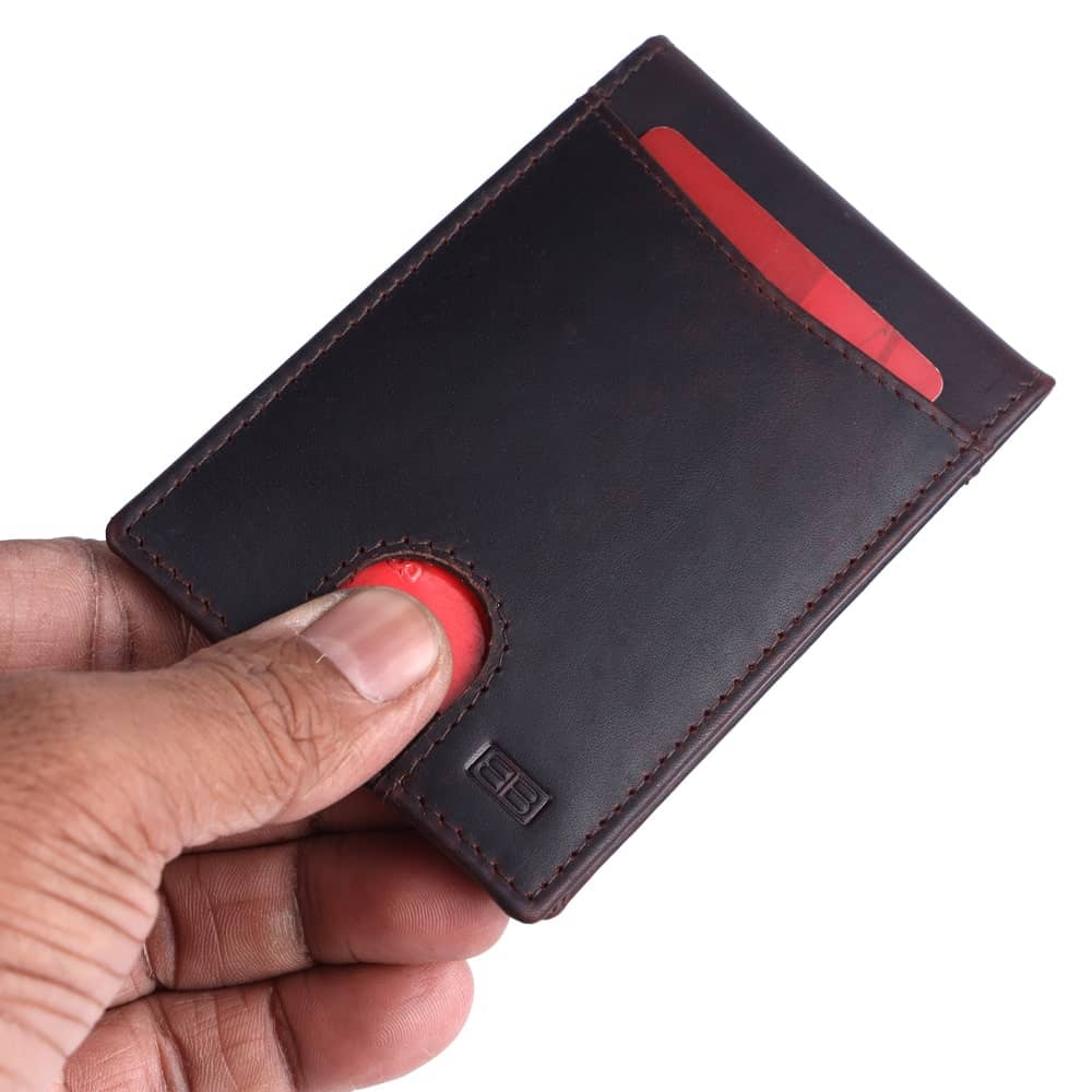 Slim RFID Blocking Card Holder for Men Small Genuine Leather Money Clip Wallet 