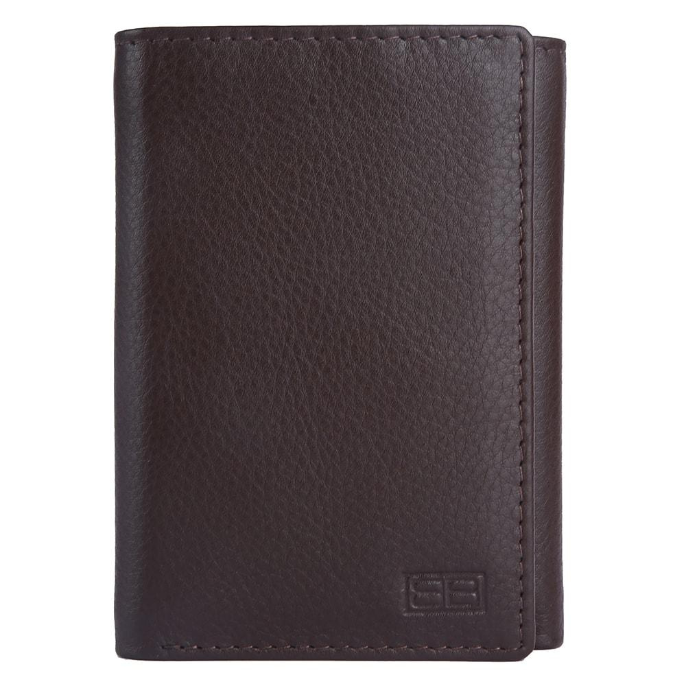 RFID Blocking Trifold Genuine Leather Wallet For Men With ID Window | Dark Brown