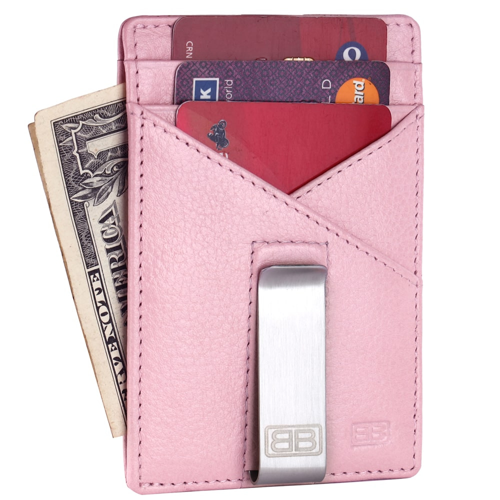 Brooklyn Bridge Genuine Leather Money Clip Front Pocket Wallet Slim  Minimalist - Credit Card Holder with ID Window for Men Women